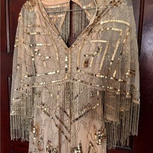 Gold sequined cocktail dress